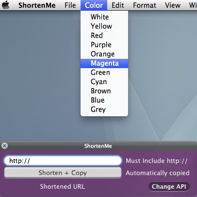 ShortenMe 1.1 : Color selection
