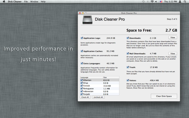 Disk Cleaner Pro 1.0 : Disk Cleaner Pro screenshot