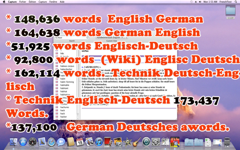 German Dictionary All In One 1.0 : Main Window