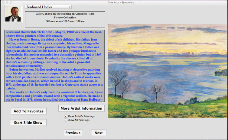 Fine Arts - Impressionists 3.0 : Main window