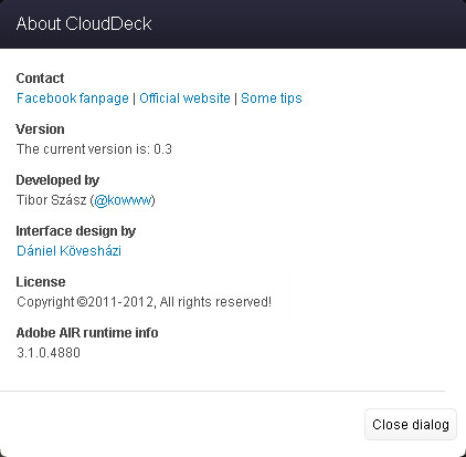 CloudDeck 0.3 : About window