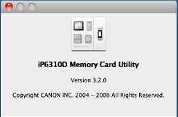 iP6310D Memory Card Utility 3.2 : Main window