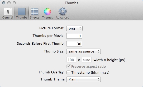 Thumbs 1.0 : Configuring Output Settings