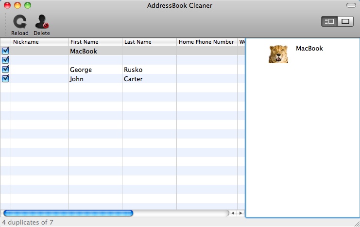 AddressBook Cleaner 2.4 : Main Window
