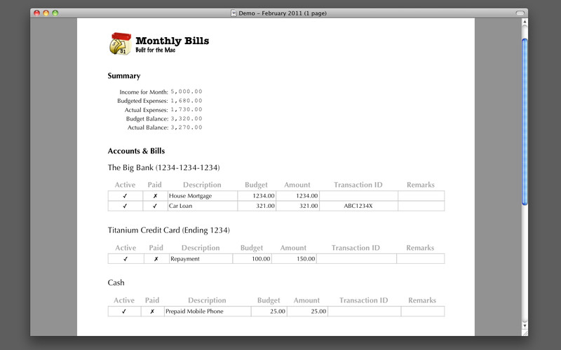 Monthly Bills 1.0 : Monthly Bills screenshot