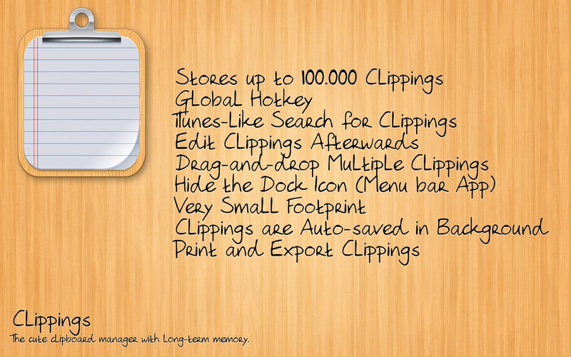 Clippings - The cute clipboard manager with long-term memory. 1.5 : Clippings - The cute clipboard manager with long-term memory. screenshot