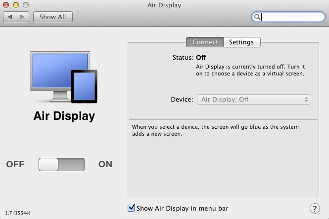 Air Display Client 1.7 : Connect settings