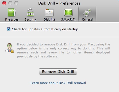 Disk Drill 1.8 : Settings Window