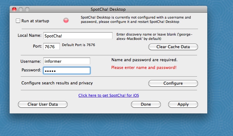 SpotCha! Desktop 1.0 : General View