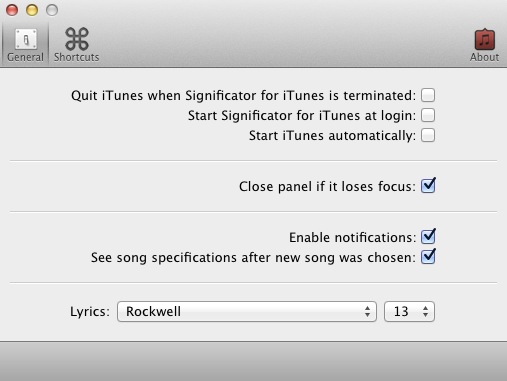 Significator for iTunes 1.3 : Preferences