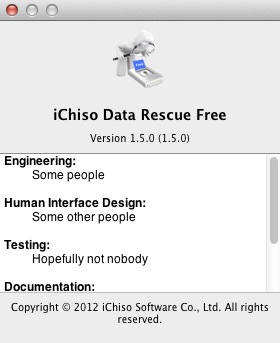 iChiso Data Rescue 1.5 : About window