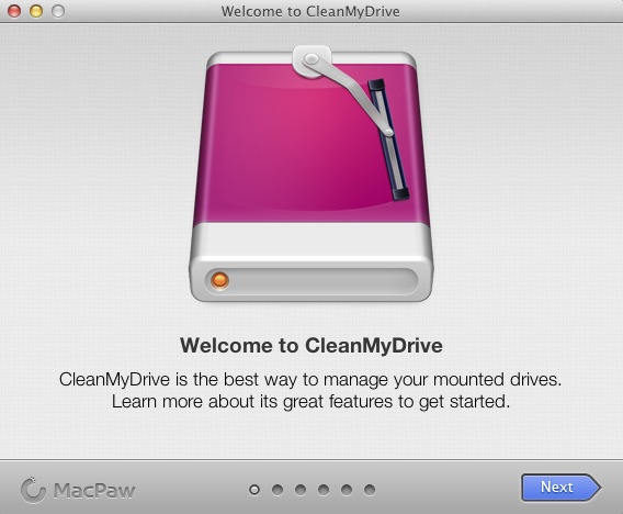 CleanMyDrive 2 1.0 : Welcome screen