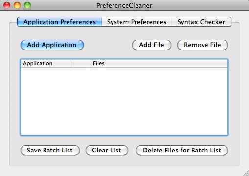 PreferenceCleaner 1.5 : Application Preferences tab