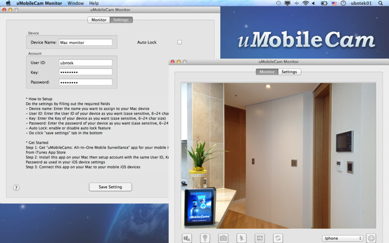 uMobileCam Monitor 1.0 : Main window