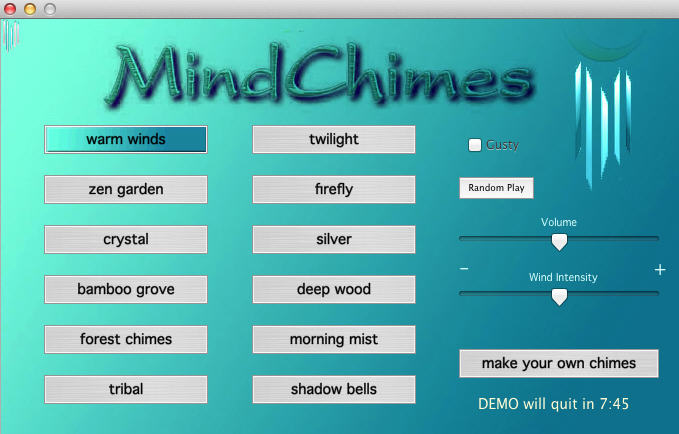 MindChimes Demo 5.0 : Main Window