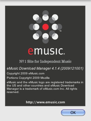 eMusic Download Manager 4.1 : About window