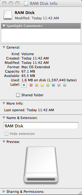 Make RAM Disk 1.0 : Disk Information