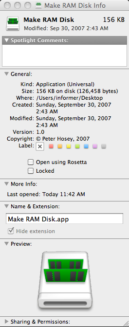 Make RAM Disk 1.0 : Program Version