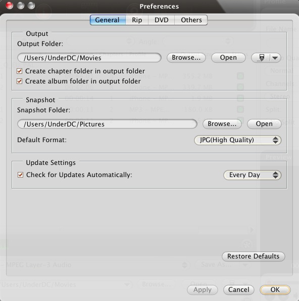 ImTOO DVD to iPhone Converter 6.5 : Preferences