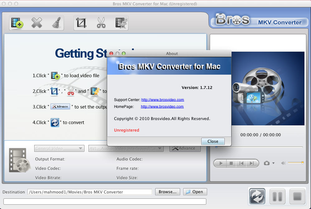 Bros MKV Converter for Mac 1.7 : Main Window