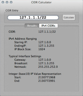 CIDR Calculator 1.0 : Main window