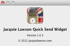 Jacquie Lawson Quick Send Widget 1.0 : About screen
