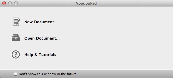 VoodooPad 5 5.0 : Welcome Window