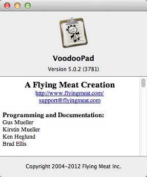 VoodooPad 5 5.0 : About Window