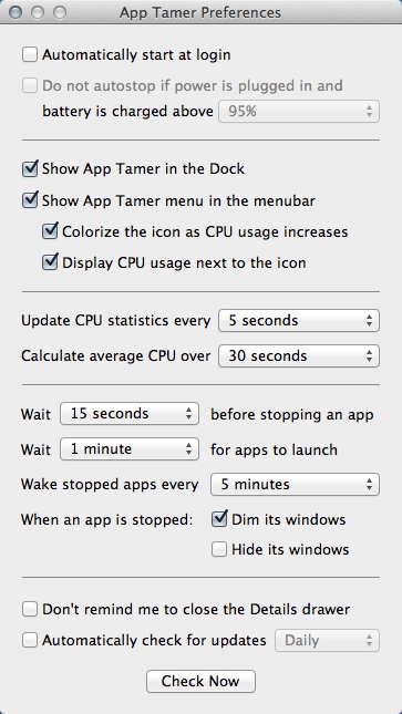 App Tamer 1.3 : Program Preferences
