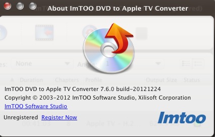 ImTOO DVD to Apple TV Converter 7.6 : About window