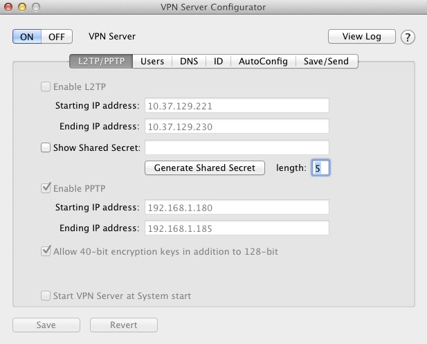 VPNServerConfigurator 1.9 : Main window