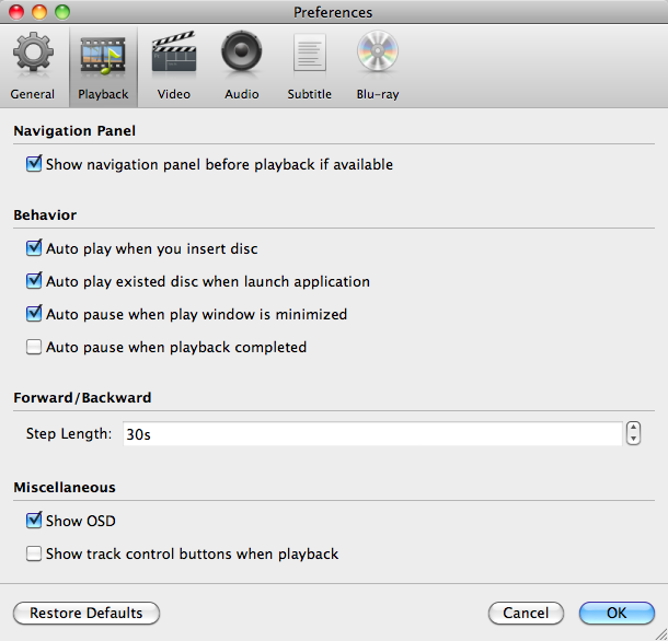 Macgo Mac Blu-ray Player 2.3 : Playback options