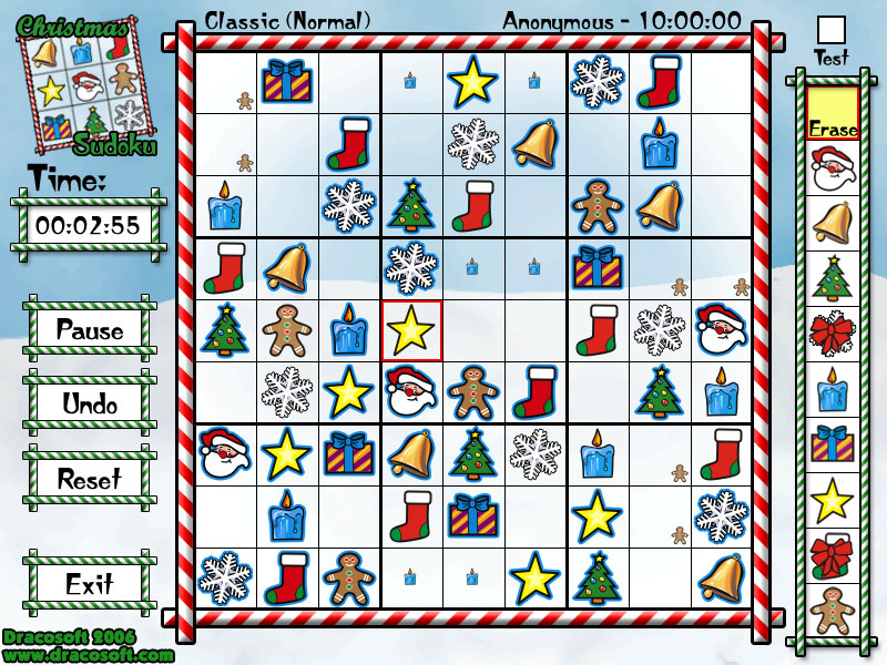 Christmas Sudoku 1.0 : Main window