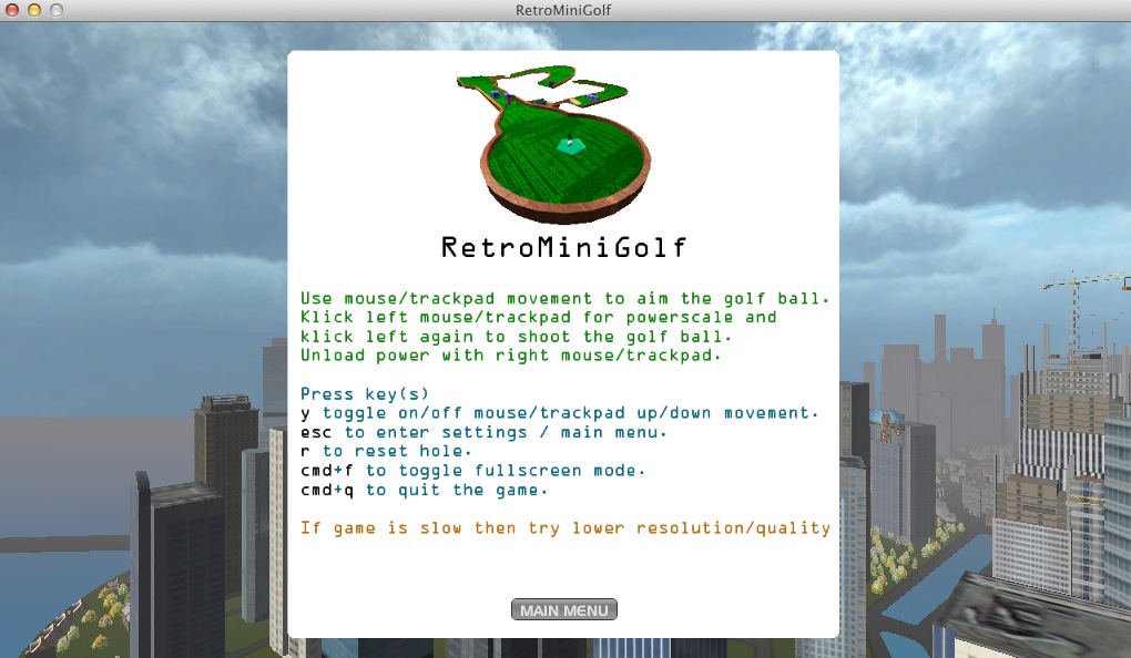 RetroMiniGolf 1.9 : Instructions
