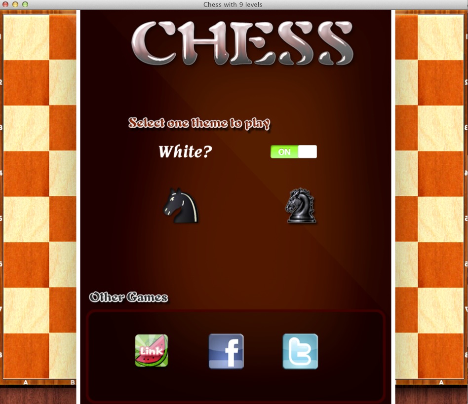 Chess with 9 levels 1.2 : Main menu
