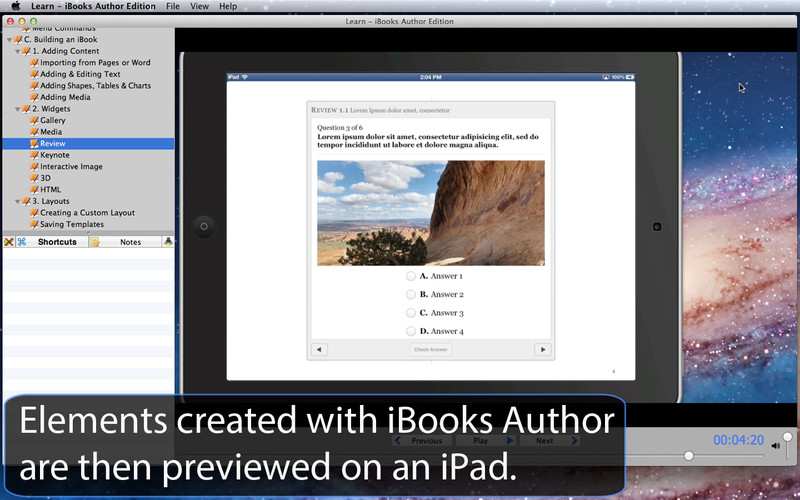 Learn - iBooks Author Edition 3.0 : Main window