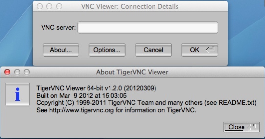 TigerVNC Viewer 1.2 : main screen