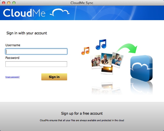 CloudMe 1.5 : Main Screen