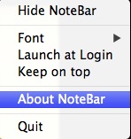 NoteBar 1.0 : Contextual menu
