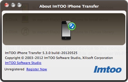 ImTOO iPhone Transfer 5.3 : About window