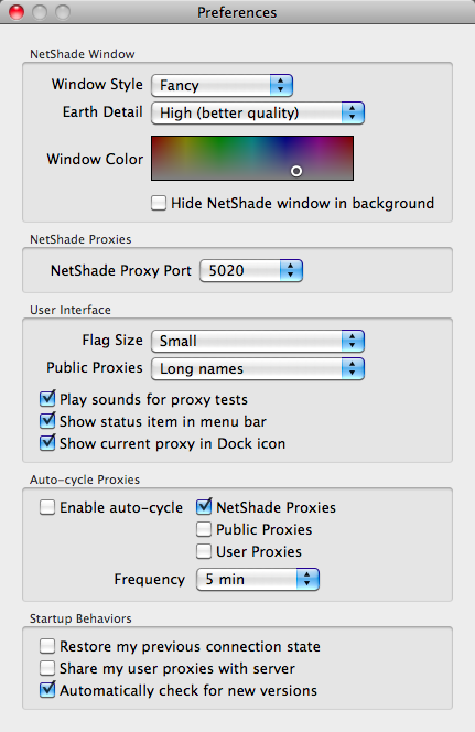 NetShade 5.1 : Program Preferences