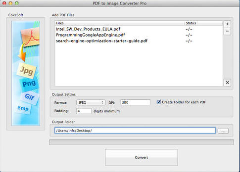 PDF to Image Converter Pro 1.0 : Main Window
