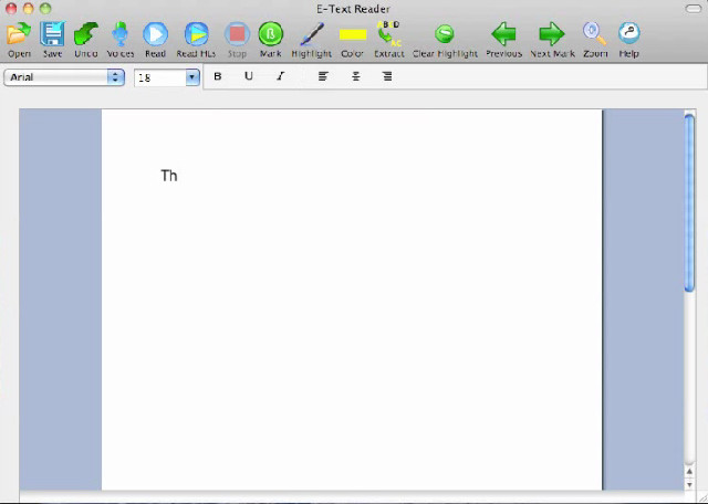 E-Text Reader Mac 1.0 : Main window