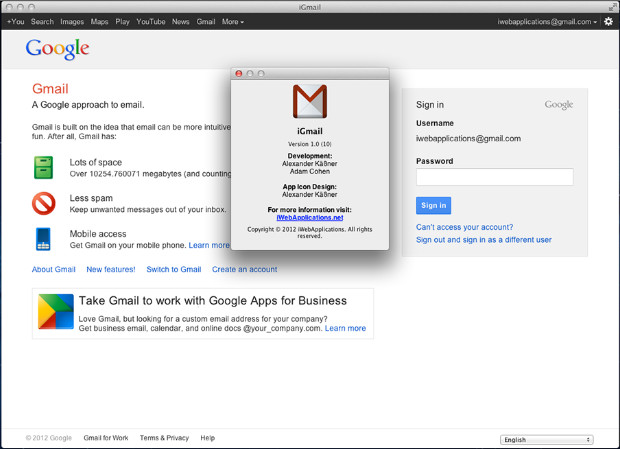 iGmail 1.0 : Main window