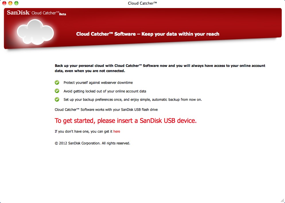Cloud Catcher 1.0 beta : Main window