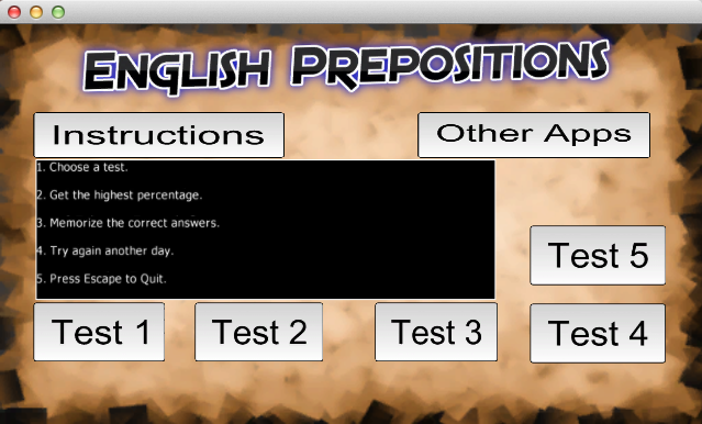 English Prepositions 2.0 : Menu