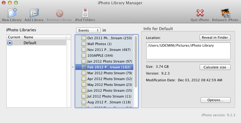 iPhoto Library Manager 3.8 : Main window