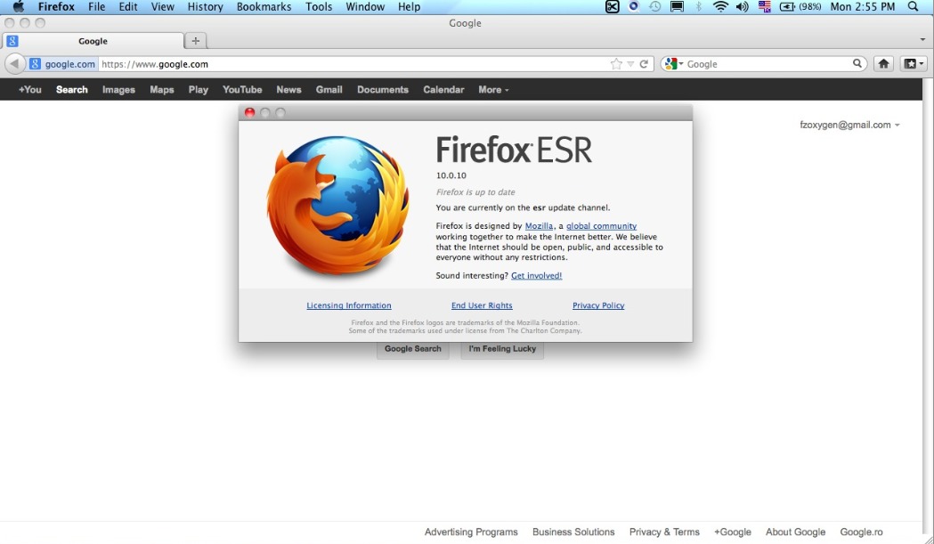 FirefoxESR 10.0 : Main Window