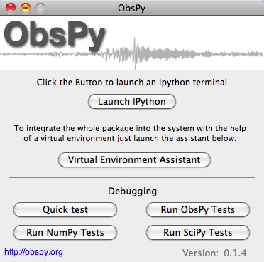 ObsPy 0.1 : Main window