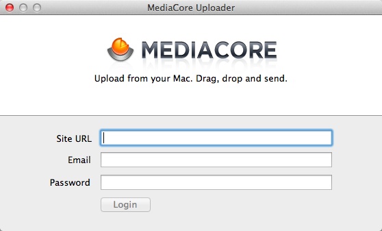 MediaCore Uploader 1.0 : Log-in window
